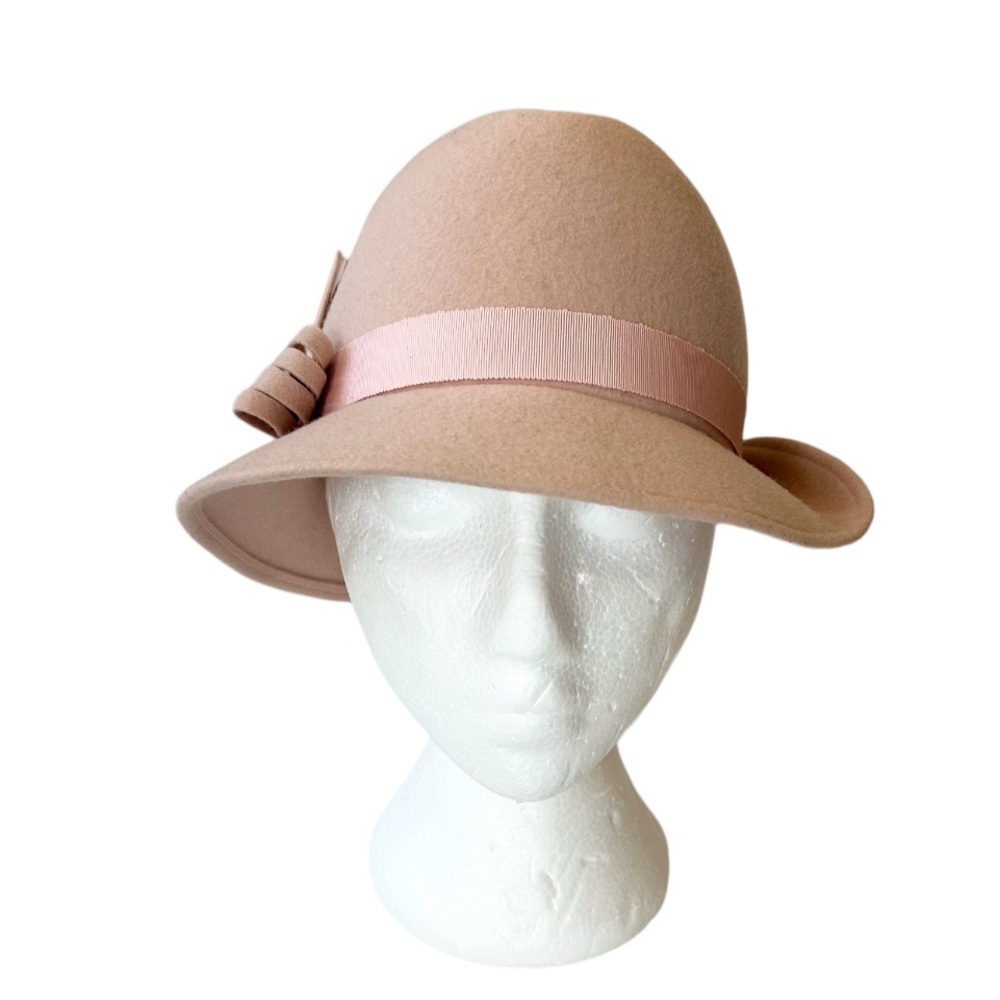 Vintage DOESKIN Felt 100% Wool Light Pink Fedora Hat